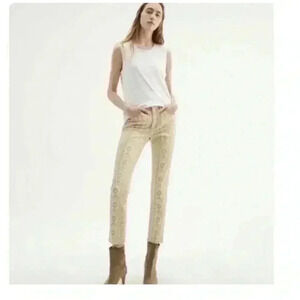 NILI LOTAN Mid Rise Khaki Wallpaper Print Denim Floral Size 29 Shipped via USPS